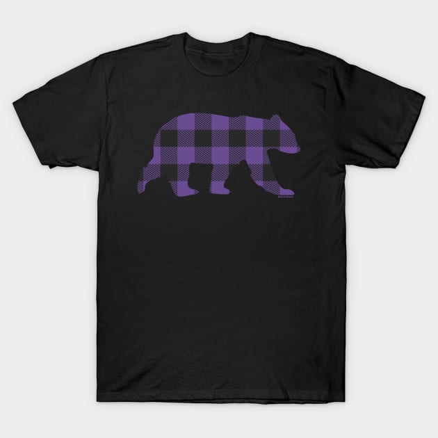 Purple Gay Bear Buffalo Plaid Check Bear | BearlyBrand T-Shirt by The Bearly Brand